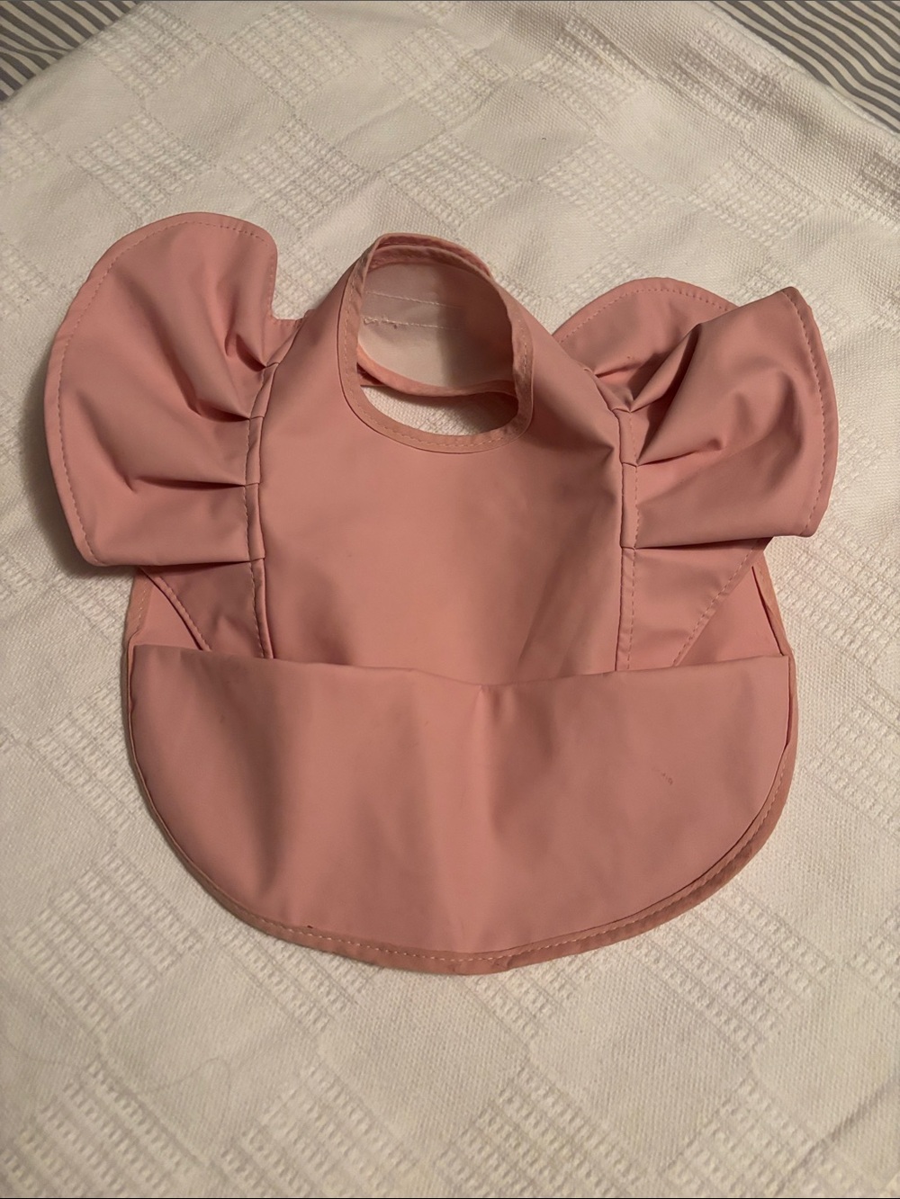 Pink Ruffle Sleeve Waterproof Baby Bib